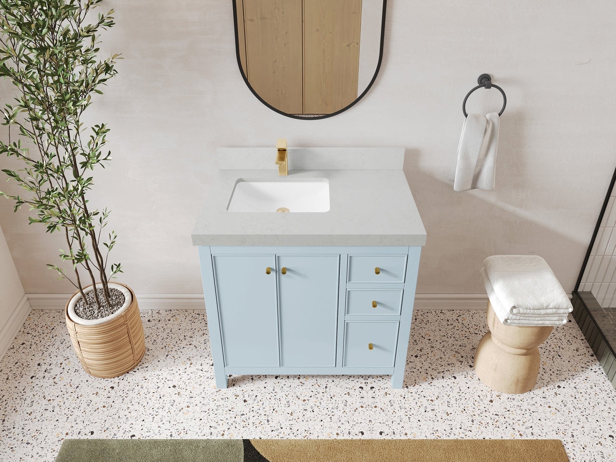 Chicago 36 in. W x 22 in. D Left Offset Sink Bathroom Vanity - Willow Bath and Vanity