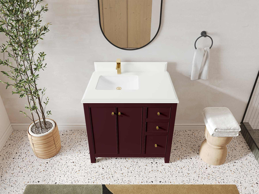 Chicago 36 in. W x 22 in. D Left Offset Sink Bathroom Vanity - Willow Bath and Vanity