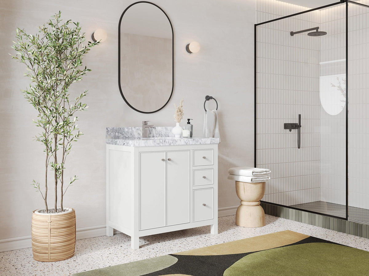 Chicago 36 in. W x 22 in. D Left Offset Sink Bathroom Vanity - Willow Bath and Vanity