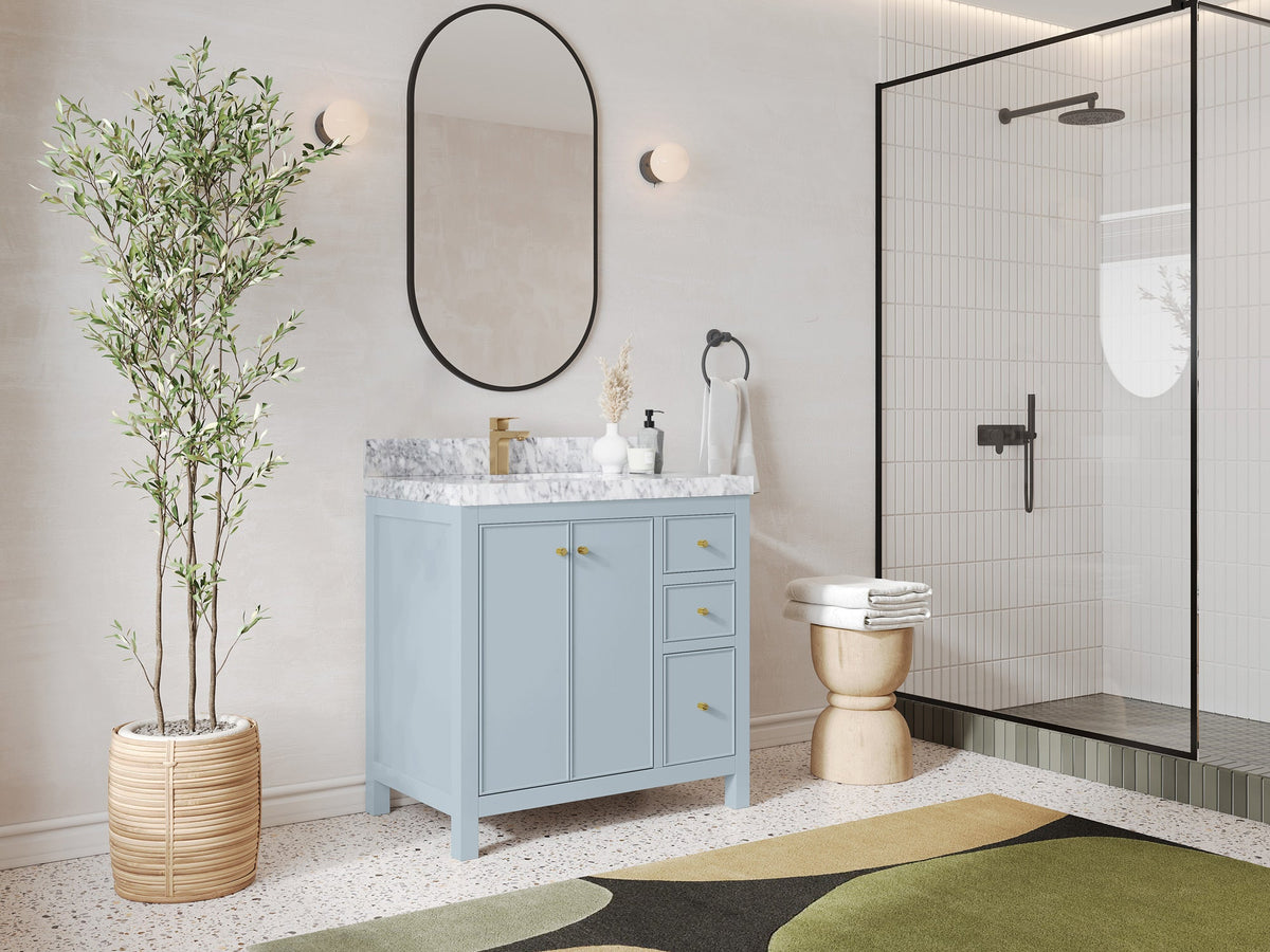 Chicago 36 in. W x 22 in. D Left Offset Sink Bathroom Vanity - Willow Bath and Vanity
