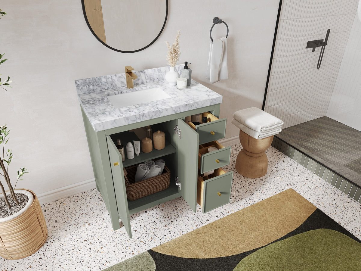 Chicago 36 in. W x 22 in. D Left Offset Sink Bathroom Vanity - Willow Bath and Vanity
