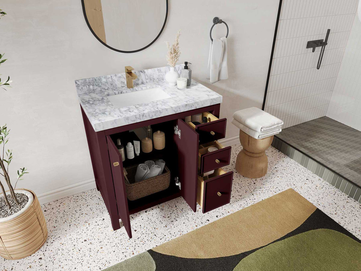 Chicago 36 in. W x 22 in. D Left Offset Sink Bathroom Vanity - Willow Bath and Vanity