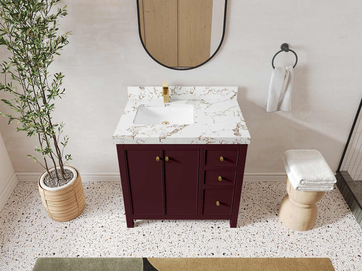 Chicago 36 in. W x 22 in. D Left Offset Sink Bathroom Vanity - photo 43