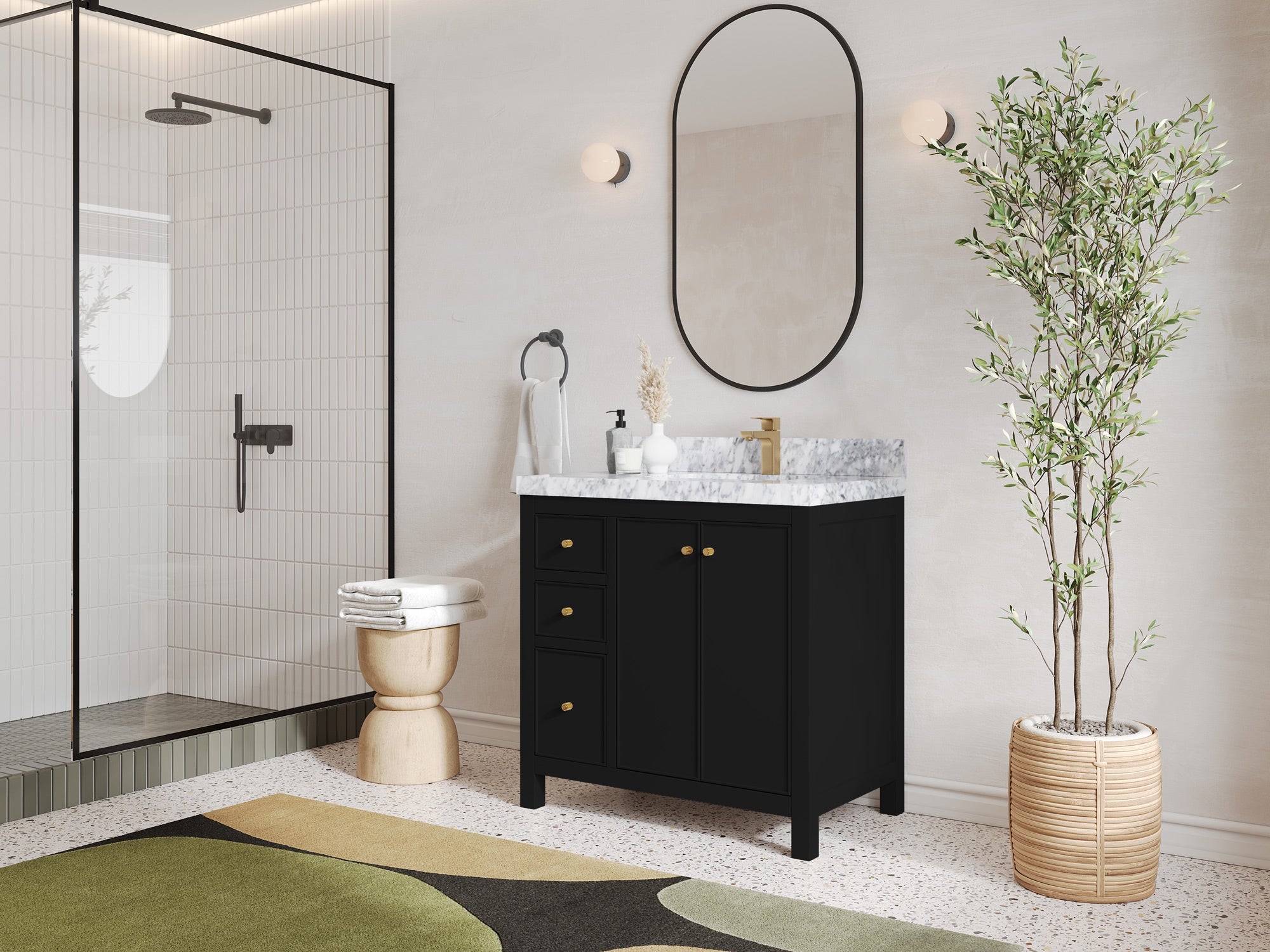 Chicago 36 in. W x 22 in. D Left Offset Sink Bathroom Vanity - Willow Bath and Vanity