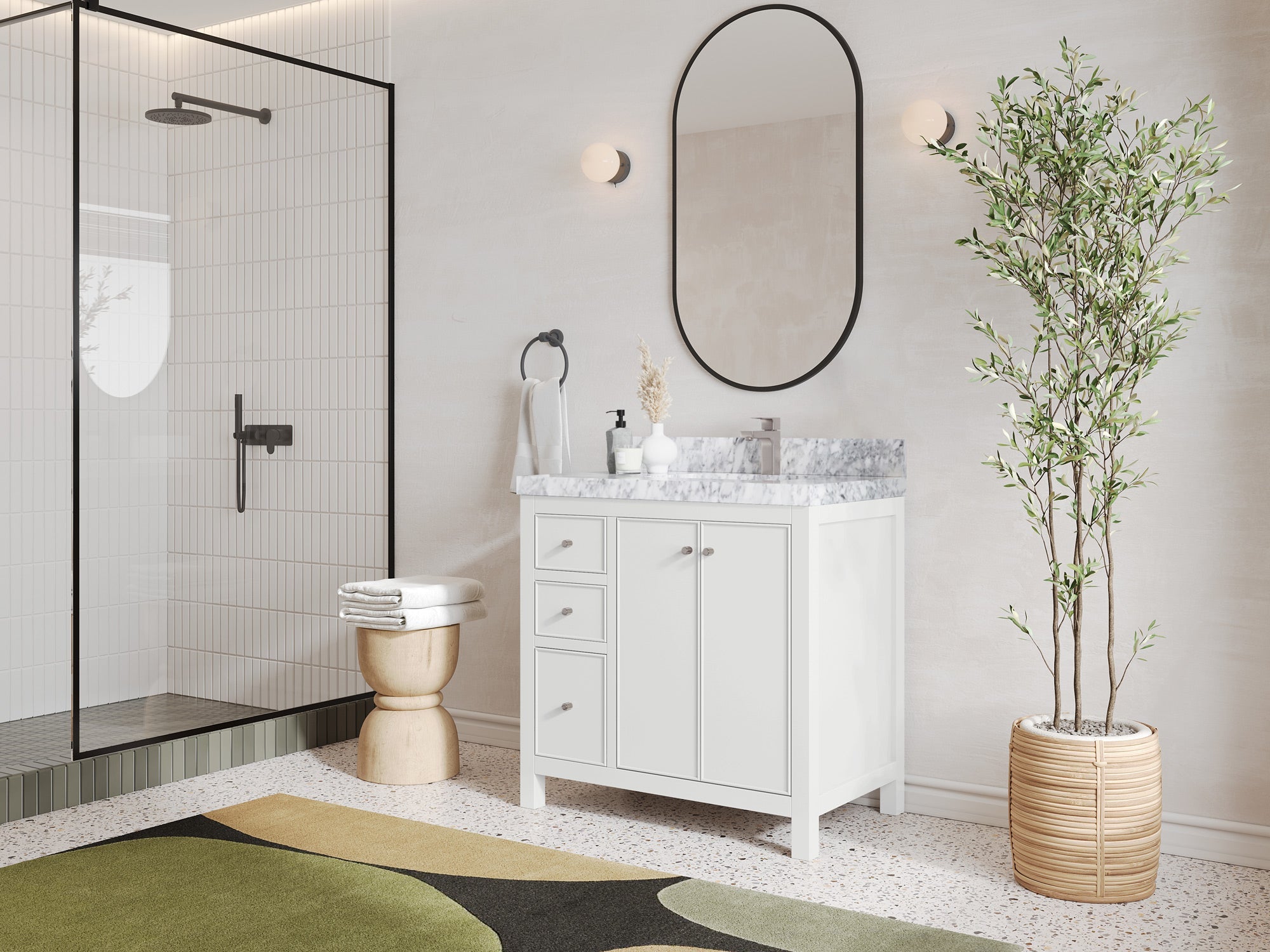 Chicago 36 in. W x 22 in. D Right Offset Sink Bathroom Vanity - Willow Bath and Vanity