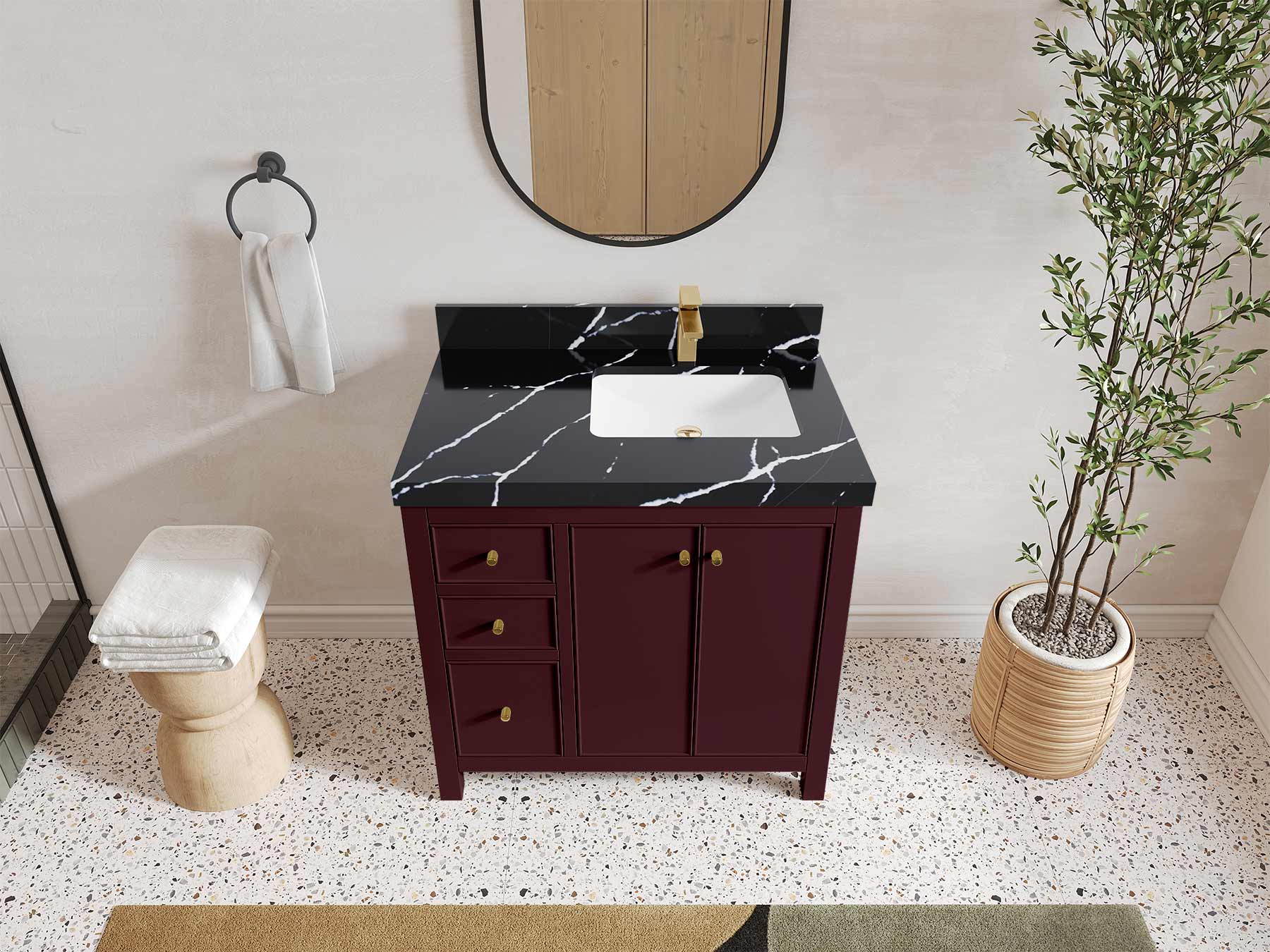 Chicago 36 in. W x 22 in. D Right Offset Sink Bathroom Vanity - Willow Bath and Vanity