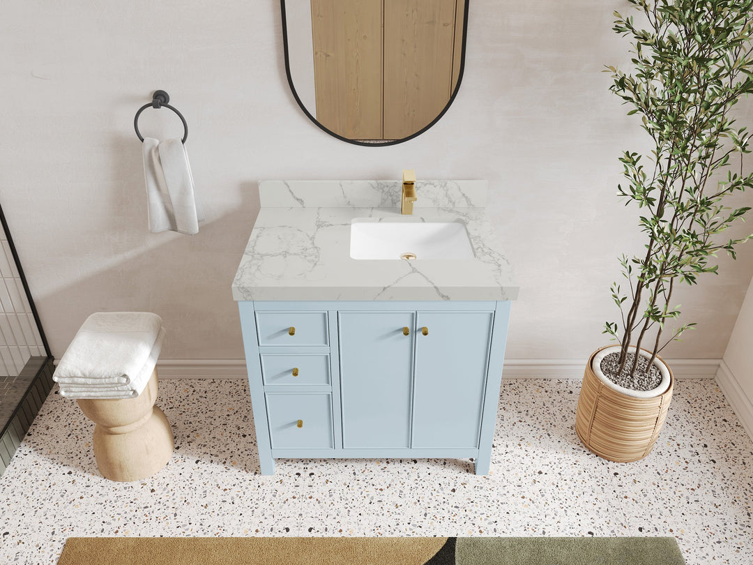 Chicago 36 in. W x 22 in. D Right Offset Sink Bathroom Vanity - Willow Bath and Vanity