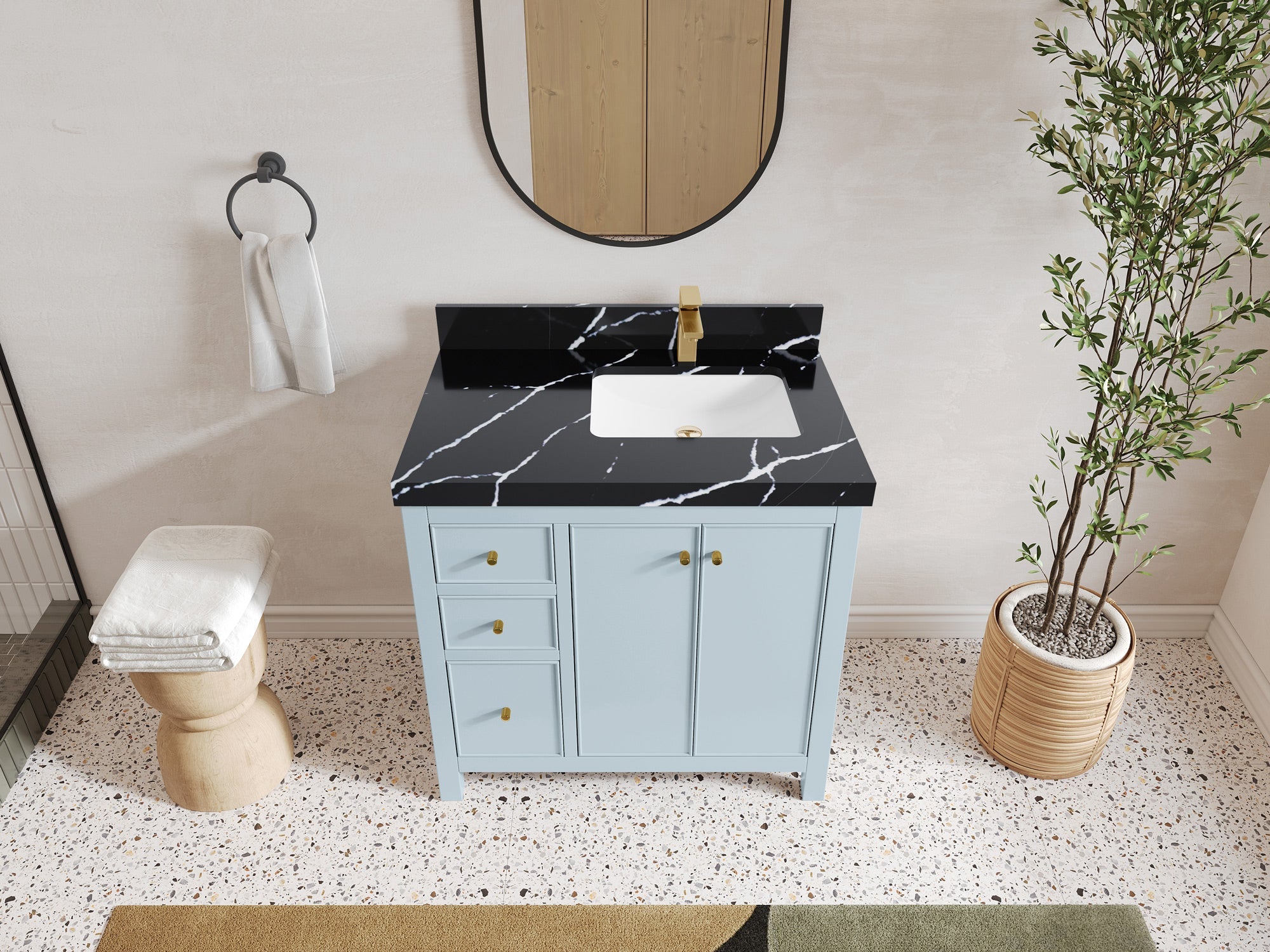 Chicago 36 in. W x 22 in. D Right Offset Sink Bathroom Vanity - Willow Bath and Vanity