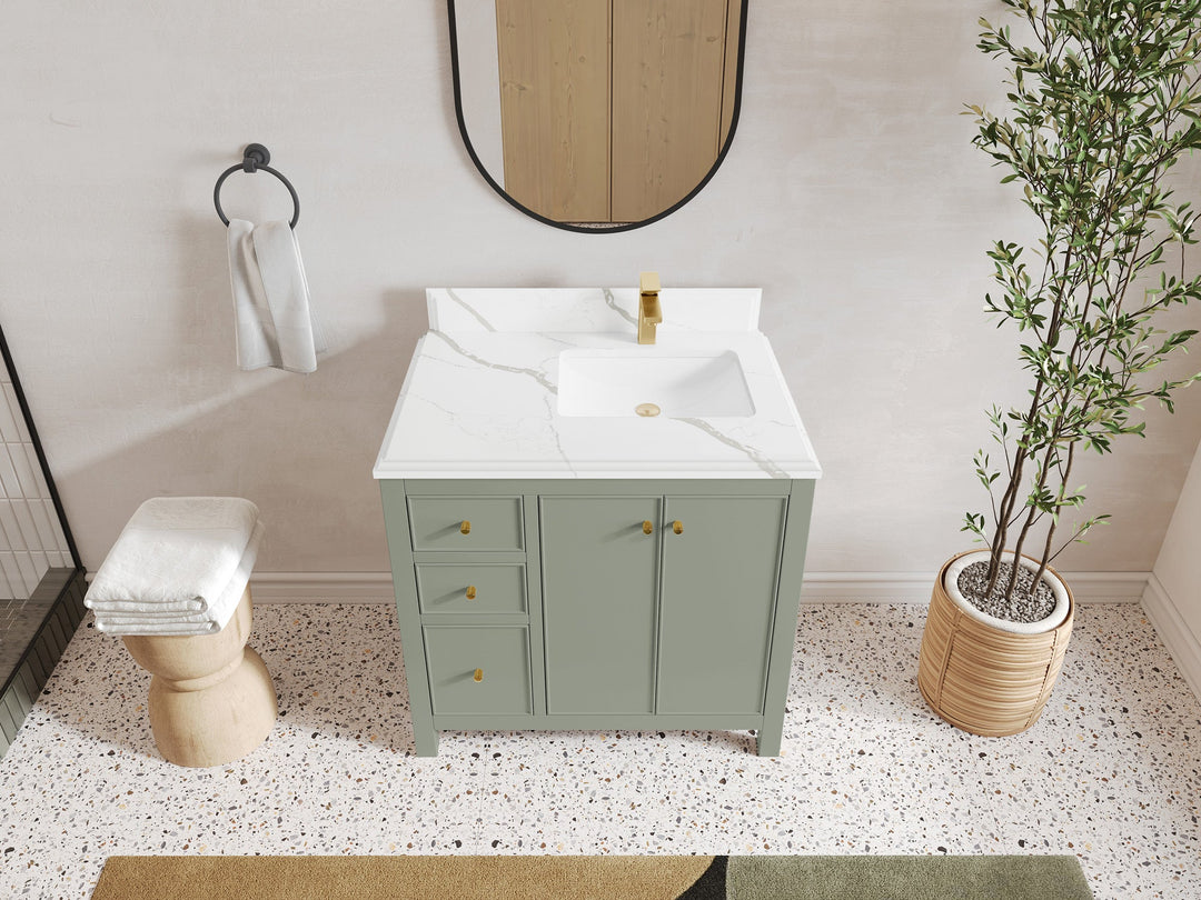 Chicago 36 in. W x 22 in. D Right Offset Sink Bathroom Vanity - Willow Bath and Vanity
