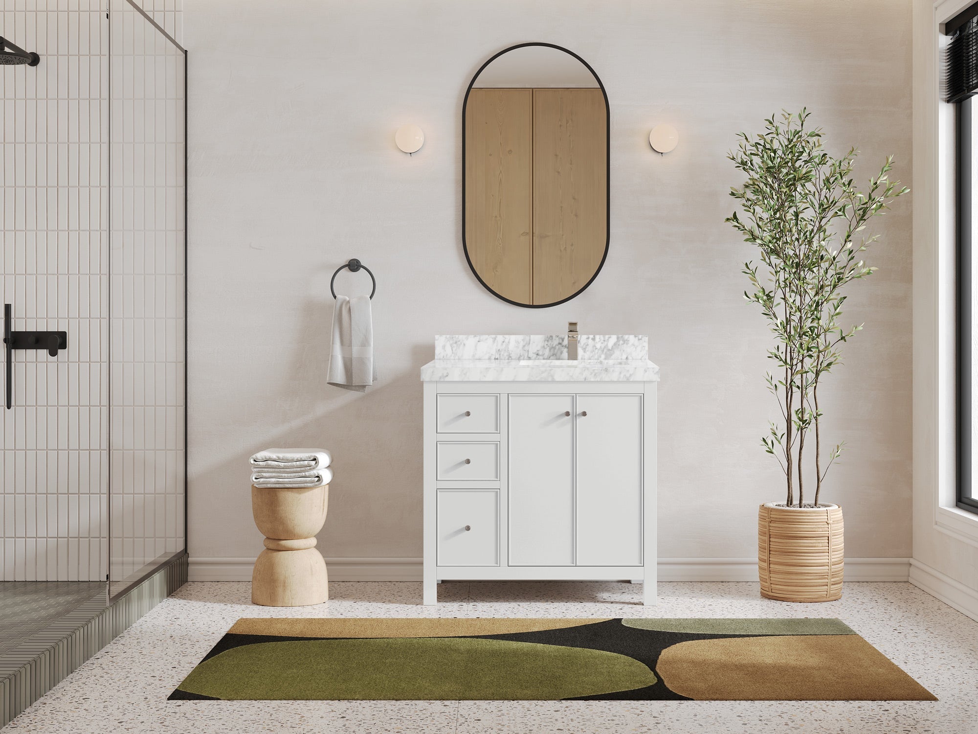 Chicago 36 in. W x 22 in. D Right Offset Sink Bathroom Vanity - Willow Bath and Vanity