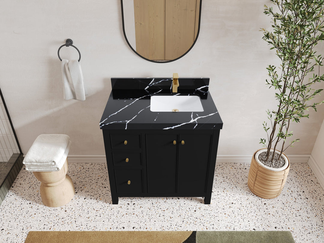 Chicago 36 in. W x 22 in. D Right Offset Sink Bathroom Vanity - Willow Bath and Vanity