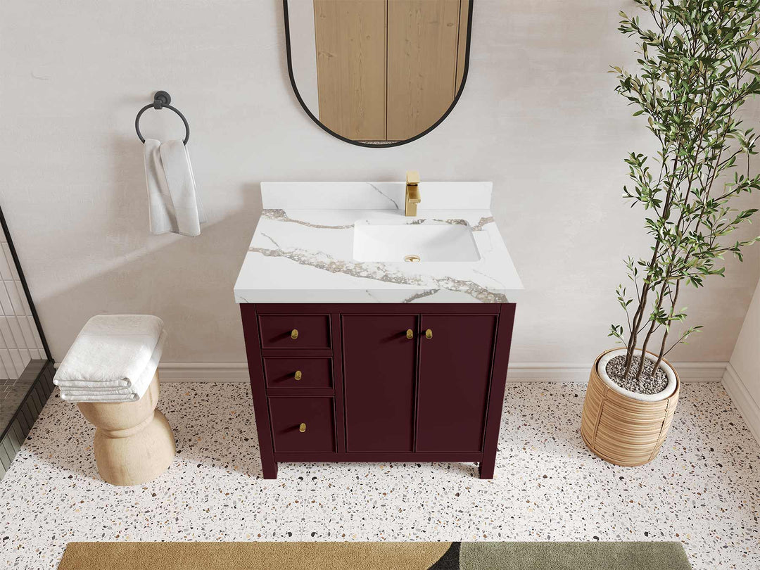 Chicago 36 in. W x 22 in. D Right Offset Sink Bathroom Vanity - Willow Bath and Vanity