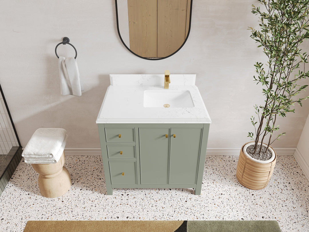 Chicago 36 in. W x 22 in. D Right Offset Sink Bathroom Vanity - Willow Bath and Vanity