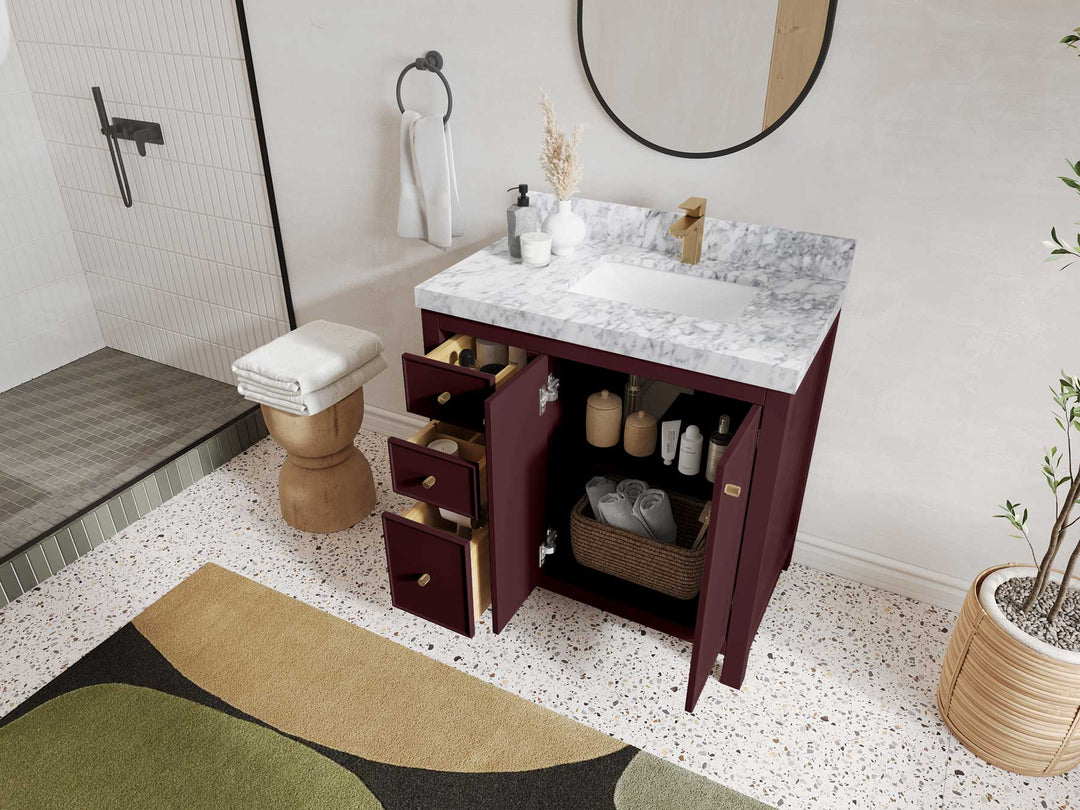 Chicago 36 in. W x 22 in. D Right Offset Sink Bathroom Vanity - Willow Bath and Vanity