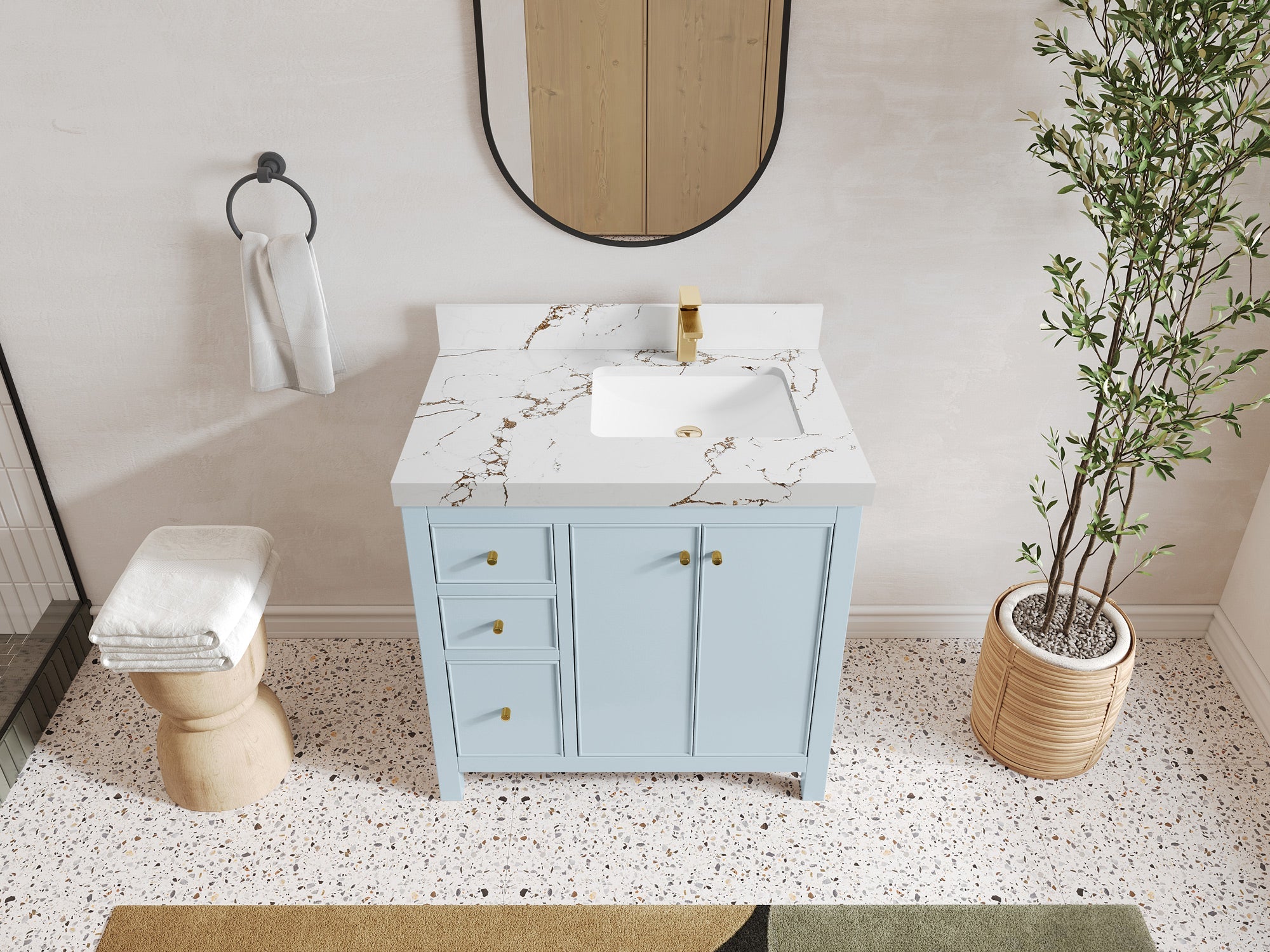 Chicago 36 in. W x 22 in. D Right Offset Sink Bathroom Vanity - Willow Bath and Vanity