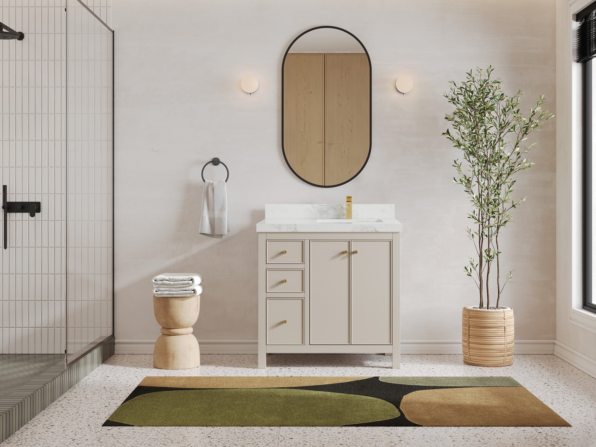 Chicago 36 in. W x 22 in. D Right Offset Sink Bathroom Vanity - Willow Bath and Vanity