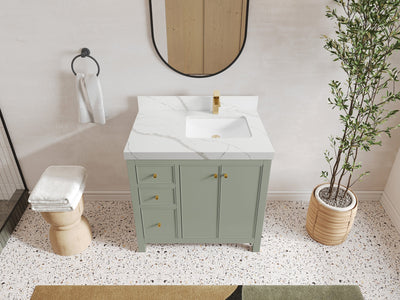 Chicago 36 in. W x 22 in. D Right Offset Sink Bathroom Vanity - Willow Bath and Vanity