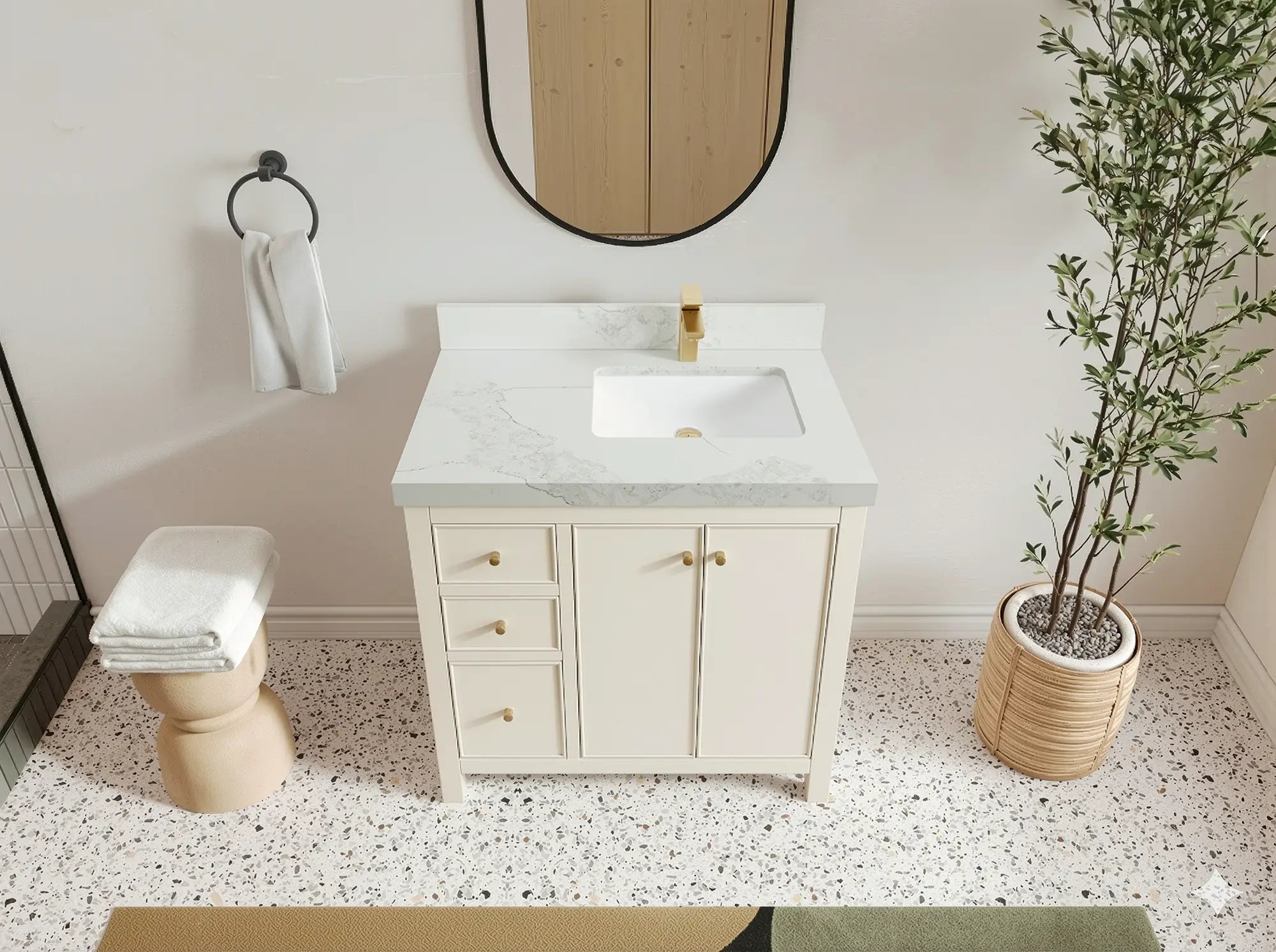 Chicago 36 in. W x 22 in. D Right Offset Sink Bathroom Vanity - Willow Bath and Vanity
