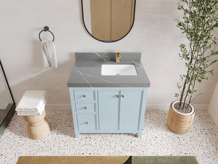 Chicago 36 in. W x 22 in. D Right Offset Sink Bathroom Vanity - photo 34