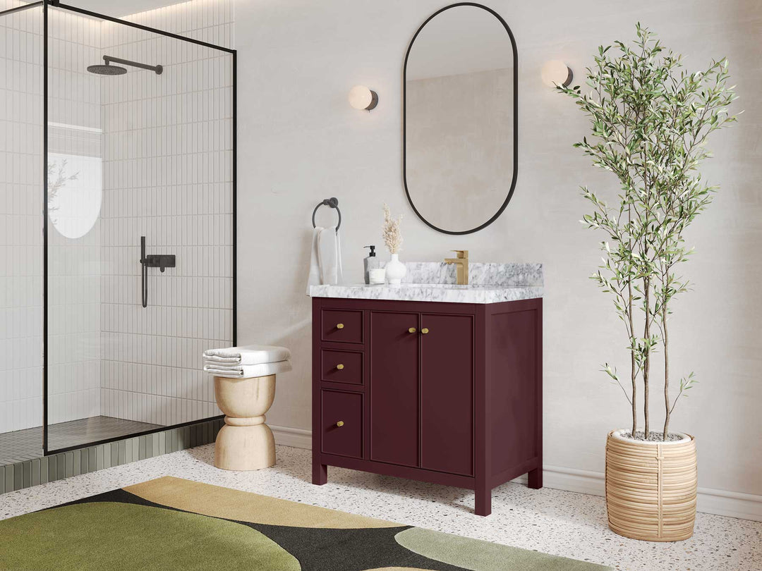 Chicago 36 in. W x 22 in. D Right Offset Sink Bathroom Vanity - Willow Bath and Vanity