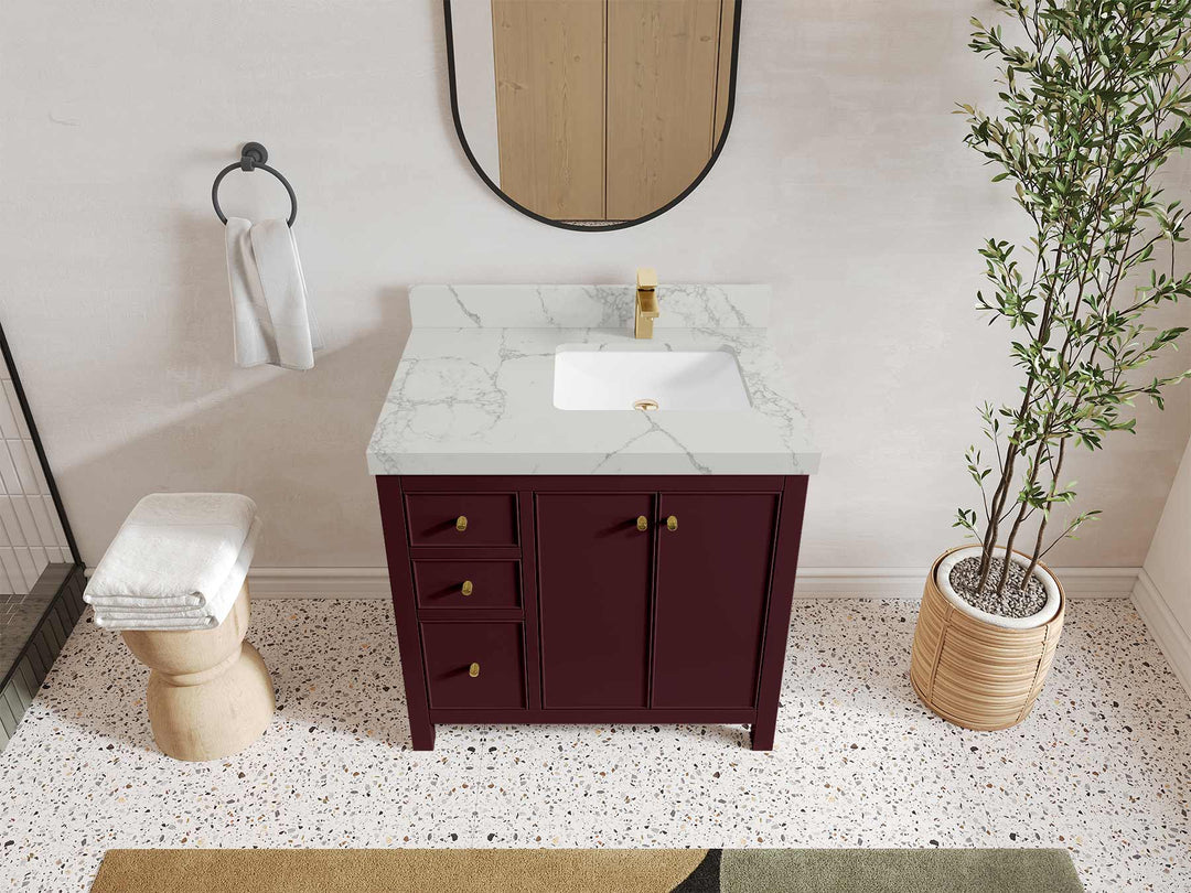 Chicago 36 in. W x 22 in. D Right Offset Sink Bathroom Vanity - Willow Bath and Vanity