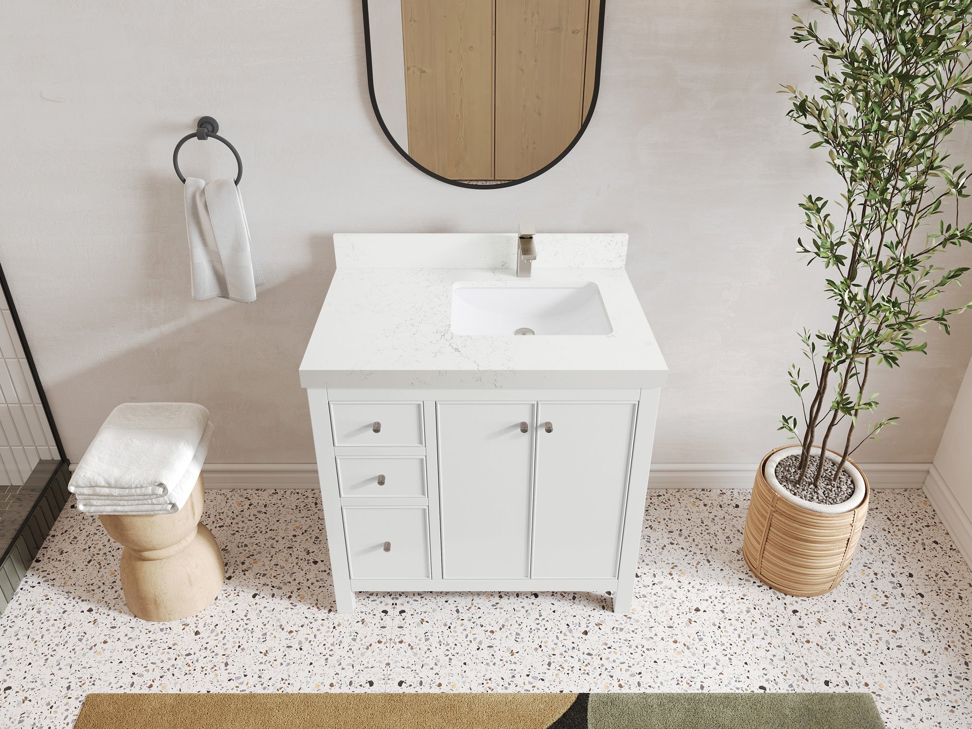Chicago 36 in. W x 22 in. D Right Offset Sink Bathroom Vanity - Willow Bath and Vanity