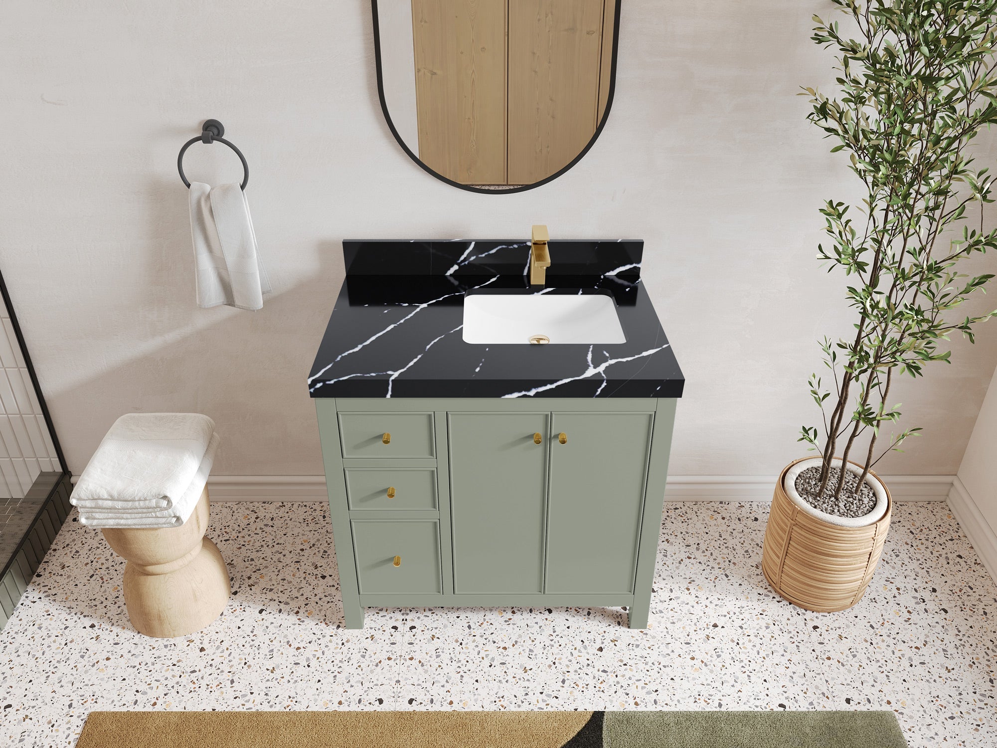 Chicago 36 in. W x 22 in. D Right Offset Sink Bathroom Vanity - Willow Bath and Vanity