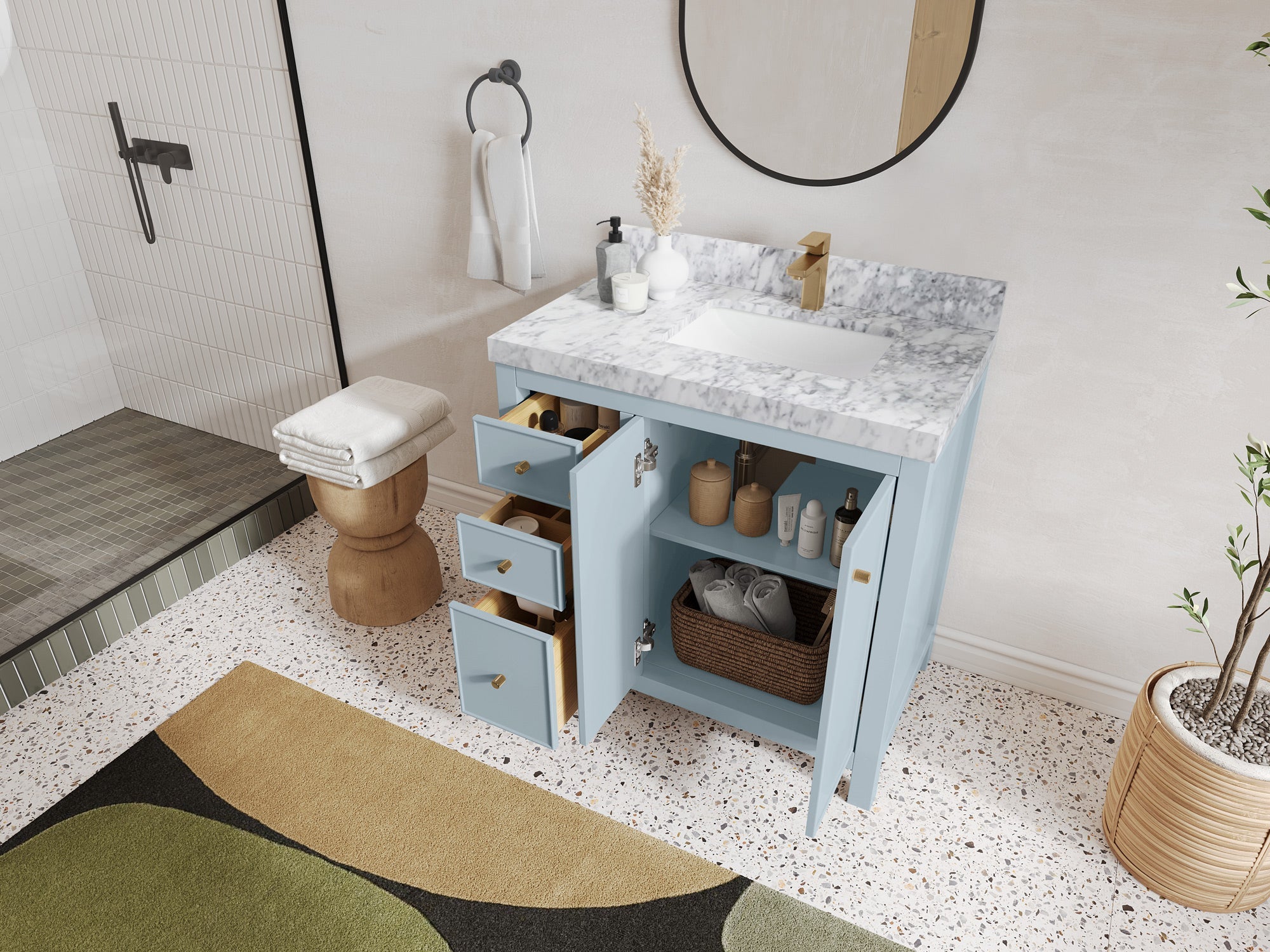 Chicago 36 in. W x 22 in. D Right Offset Sink Bathroom Vanity - Willow Bath and Vanity