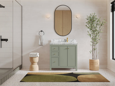 Chicago 36 in. W x 22 in. D Right Offset Sink Bathroom Vanity - Willow Bath and Vanity