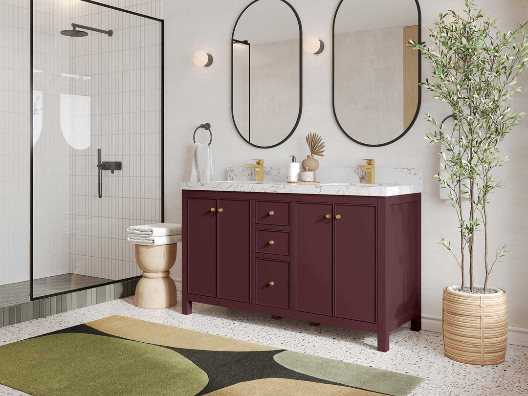 Chicago 60 in. W x 22 in. D Double Sink Bathroom Vanity - Willow Bath and Vanity