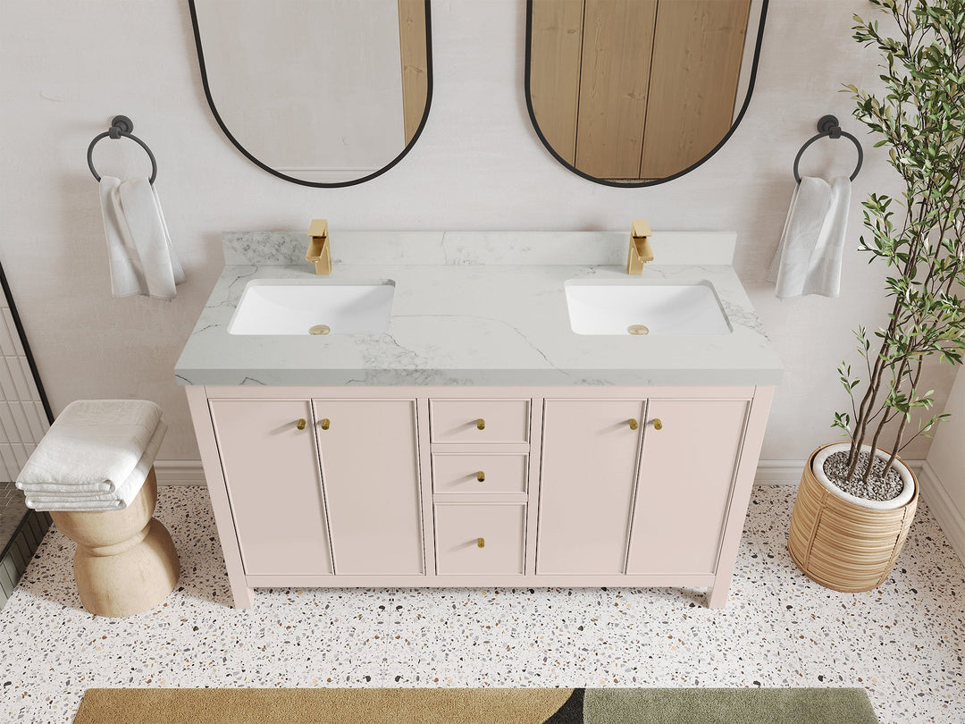 Chicago 60 in. W x 22 in. D Double Sink Bathroom Vanity - Willow Bath and Vanity