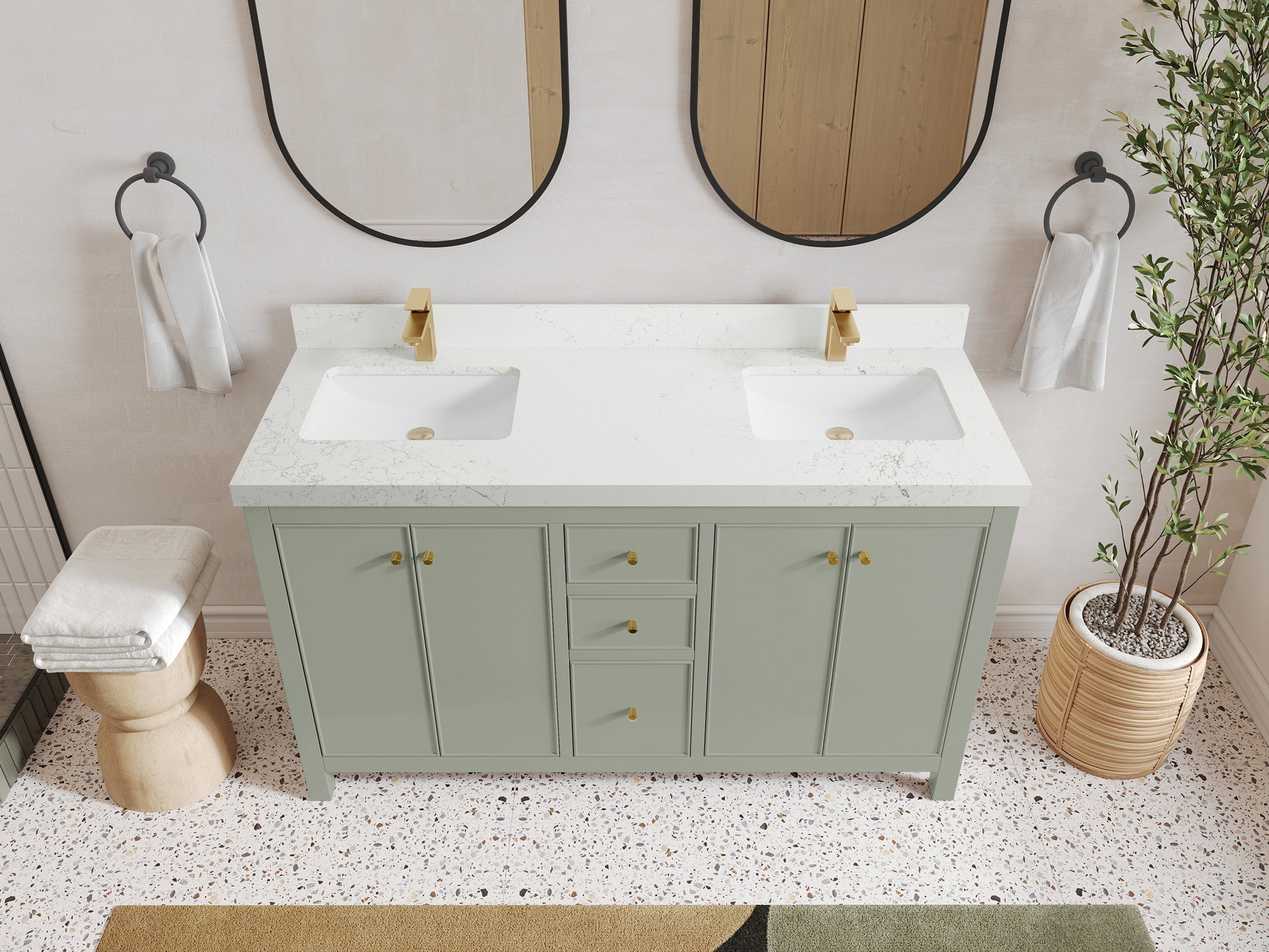 Chicago 60 in. W x 22 in. D Double Sink Bathroom Vanity - Willow Bath and Vanity
