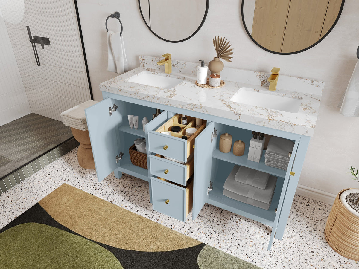 Chicago 60 in. W x 22 in. D Double Sink Bathroom Vanity - Willow Bath and Vanity