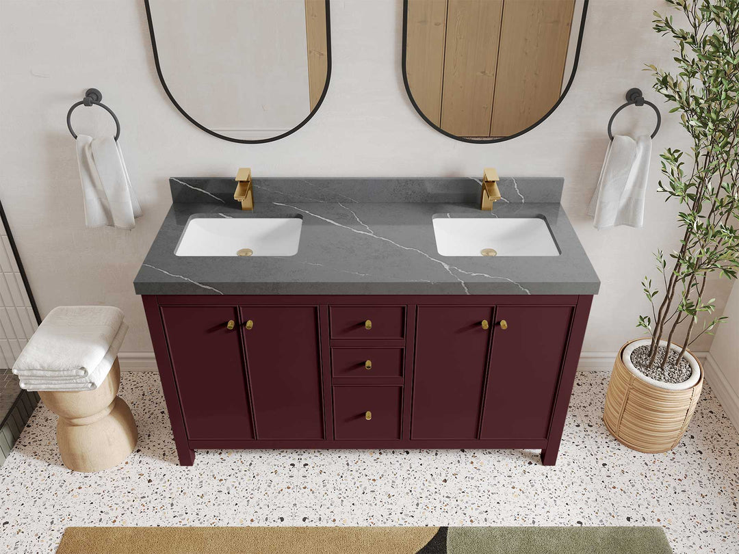 Chicago 60 in. W x 22 in. D Double Sink Bathroom Vanity - Willow Bath and Vanity