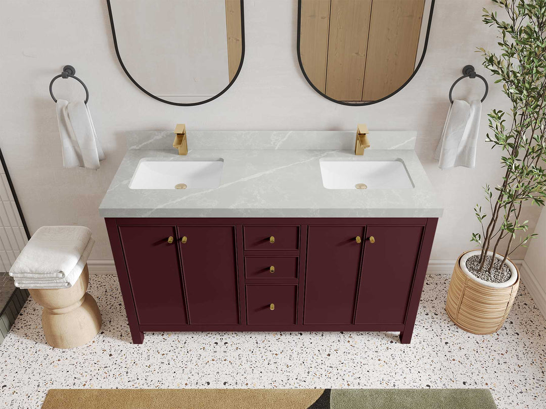 Chicago 60 in. W x 22 in. D Double Sink Bathroom Vanity - Willow Bath and Vanity