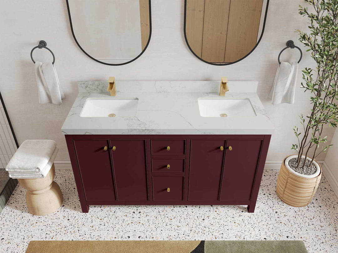 Chicago 60 in. W x 22 in. D Double Sink Bathroom Vanity - Willow Bath and Vanity