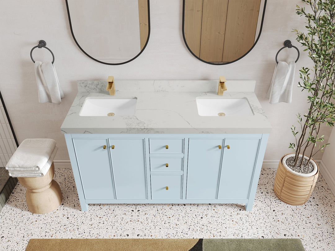 Chicago 60 in. W x 22 in. D Double Sink Bathroom Vanity - Willow Bath and Vanity