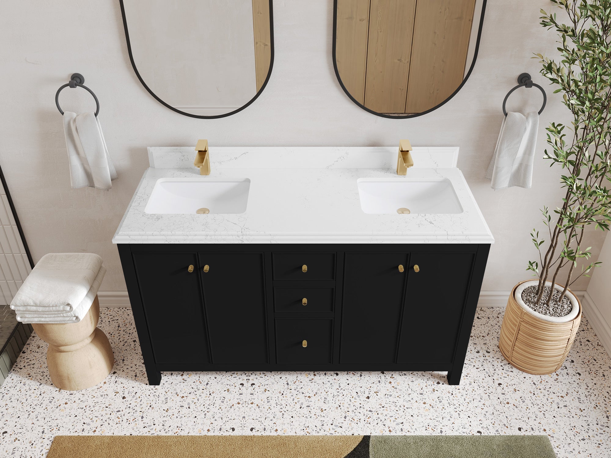 Chicago 60 in. W x 22 in. D Double Sink Bathroom Vanity - Willow Bath and Vanity