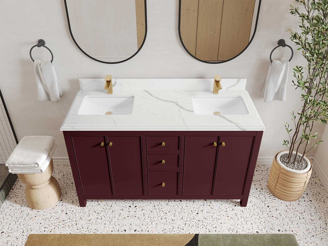 Chicago 60 in. W x 22 in. D Double Sink Bathroom Vanity - Willow Bath and Vanity