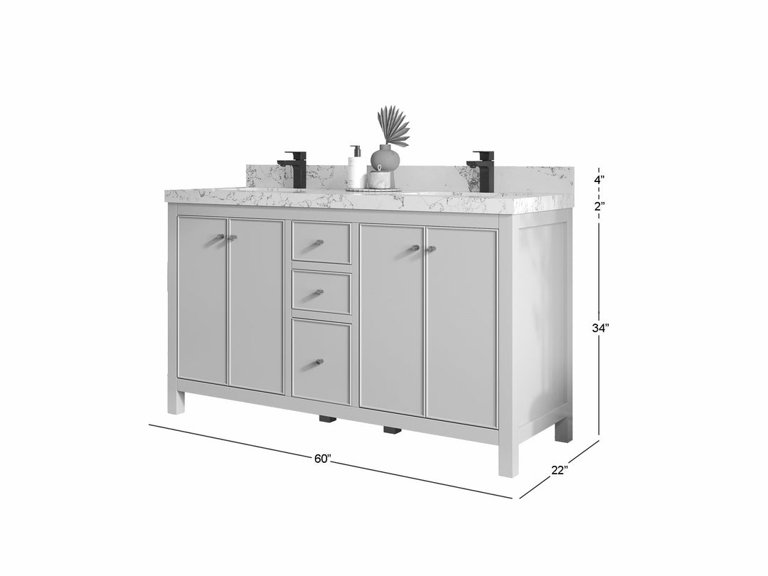 Chicago 60 in. W x 22 in. D Double Sink Bathroom Vanity - Willow Bath and Vanity