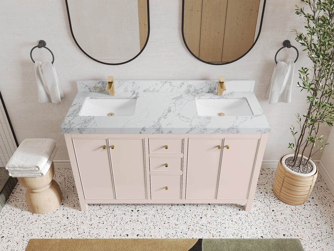 Chicago 60 in. W x 22 in. D Double Sink Bathroom Vanity - Willow Bath and Vanity