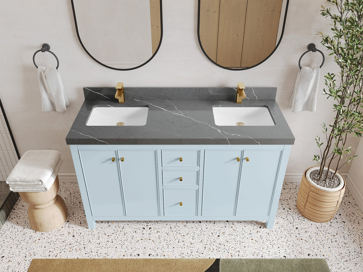 Chicago 60 in. W x 22 in. D Double Sink Bathroom Vanity - Willow Bath and Vanity