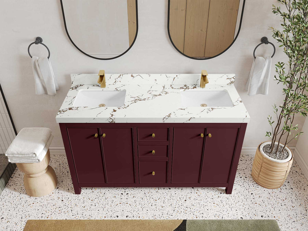Chicago 60 in. W x 22 in. D Double Sink Bathroom Vanity - Willow Bath and Vanity