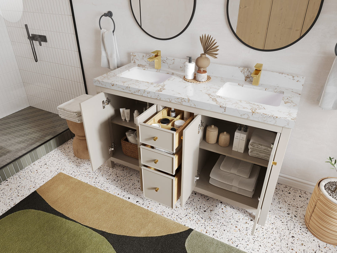 Chicago 60 in. W x 22 in. D Double Sink Bathroom Vanity - Willow Bath and Vanity