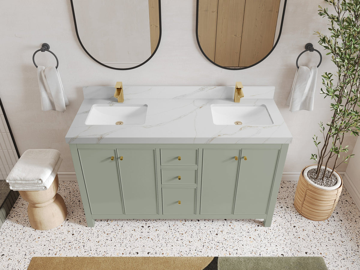 Chicago 60 in. W x 22 in. D Double Sink Bathroom Vanity - Willow Bath and Vanity