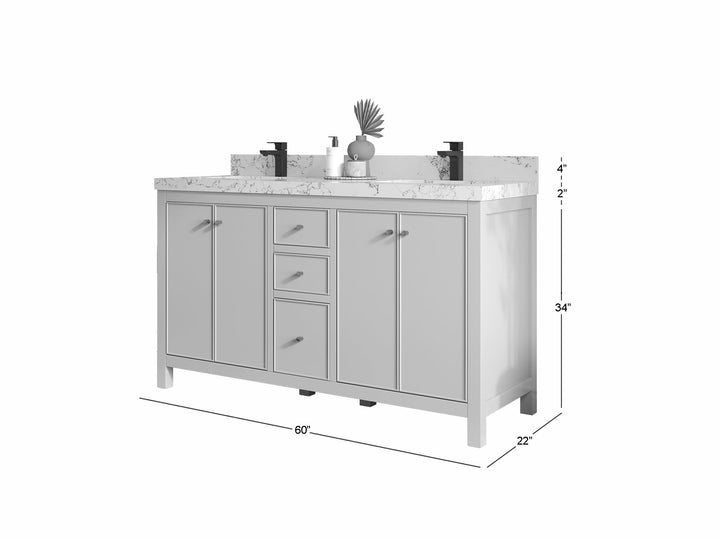 Chicago 60 in. W x 22 in. D Double Sink Bathroom Vanity - photo 5
