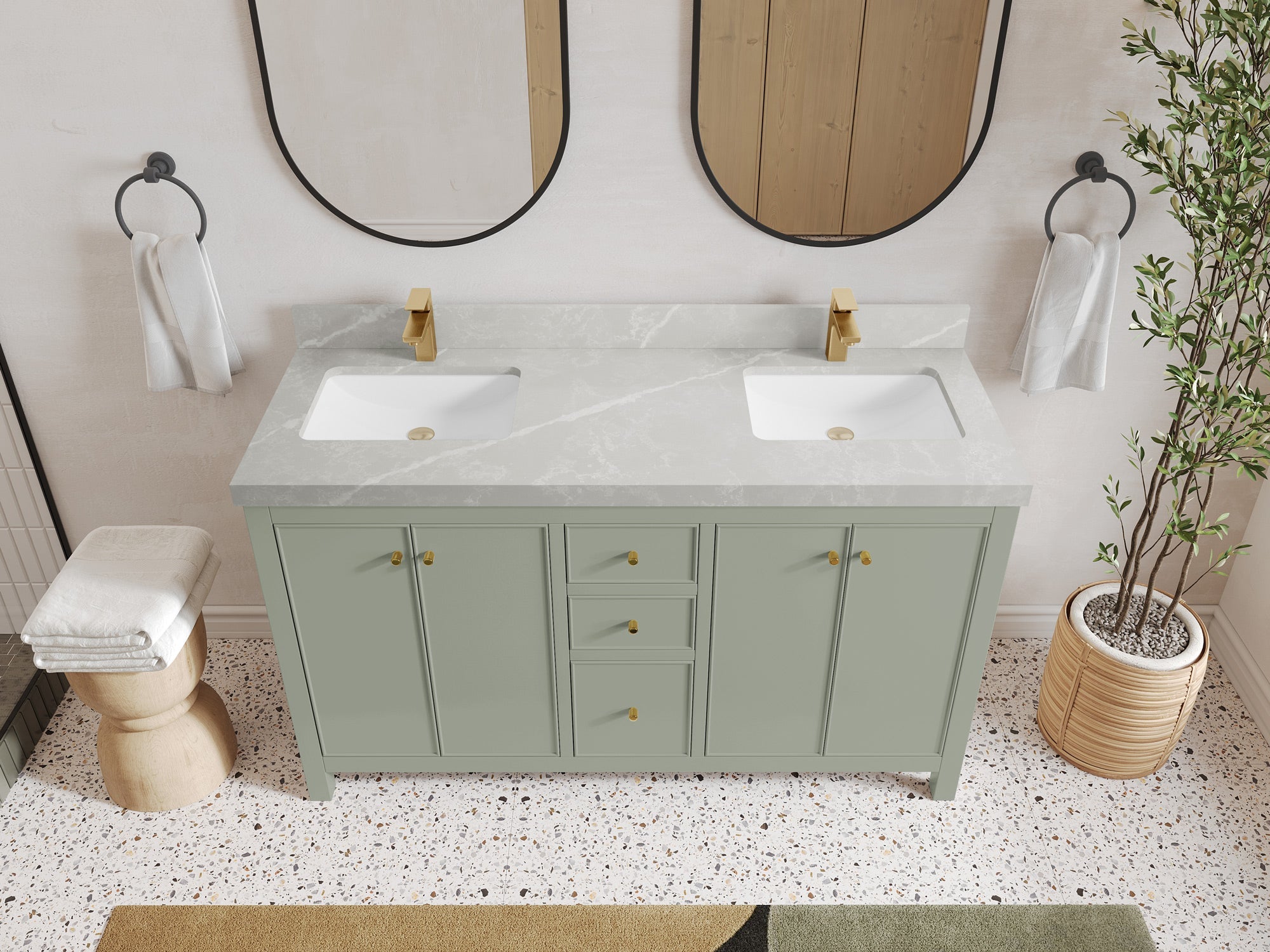 Chicago 60 in. W x 22 in. D Double Sink Bathroom Vanity - Willow Bath and Vanity