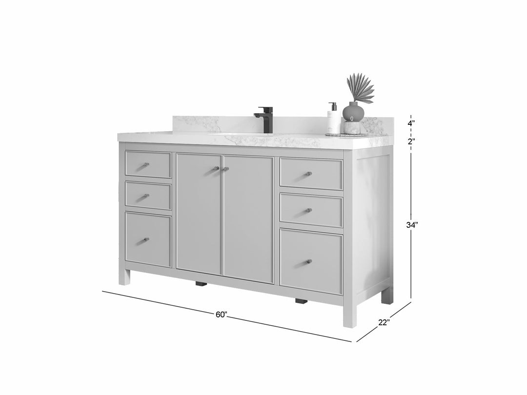 Chicago 60 in. W x 22 in. D Single Sink Bathroom Vanity - Willow Bath and Vanity