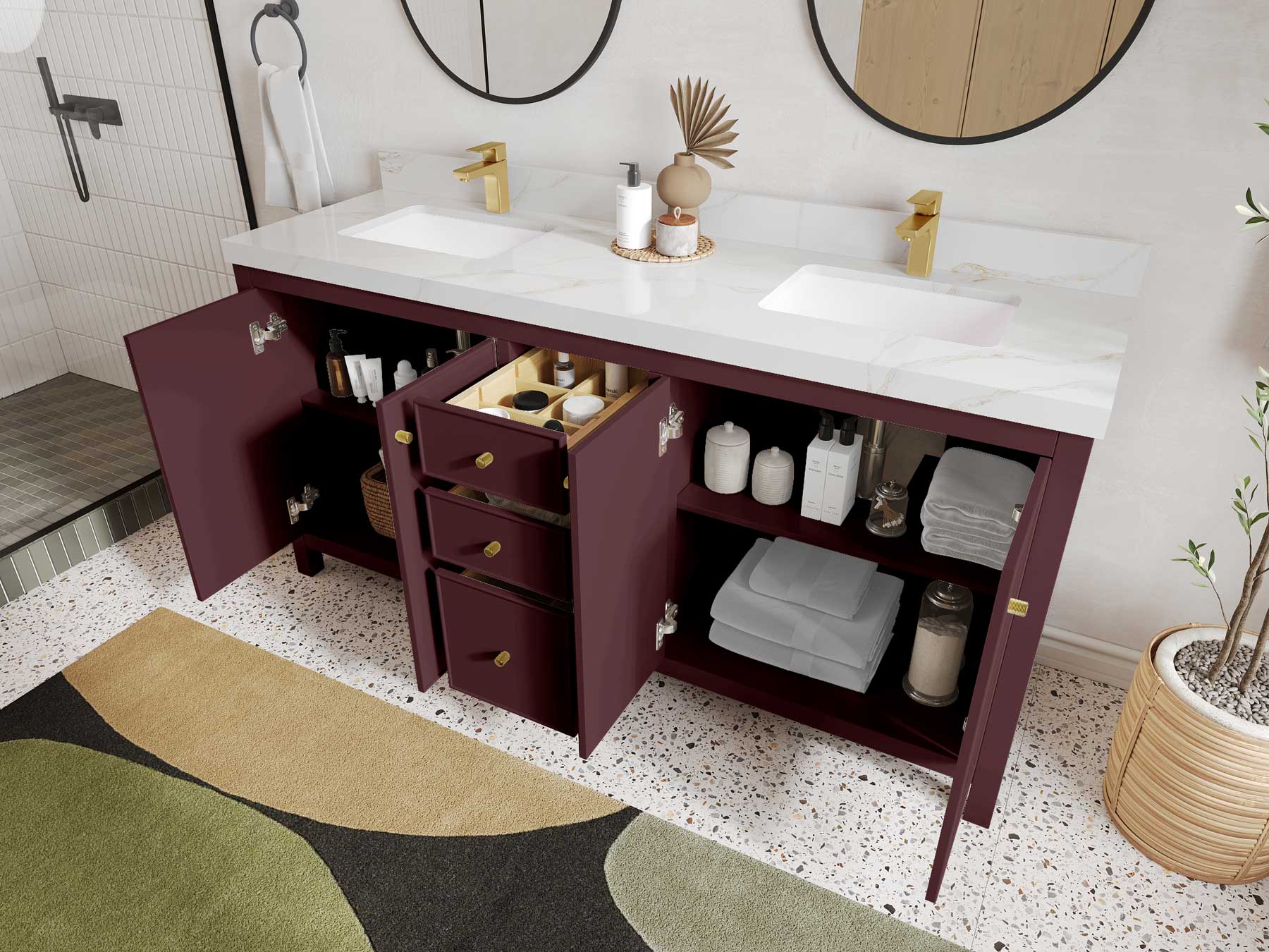 Chicago 72 in. W x 22 in. D Double Sink Bathroom Vanity - Willow Bath and Vanity