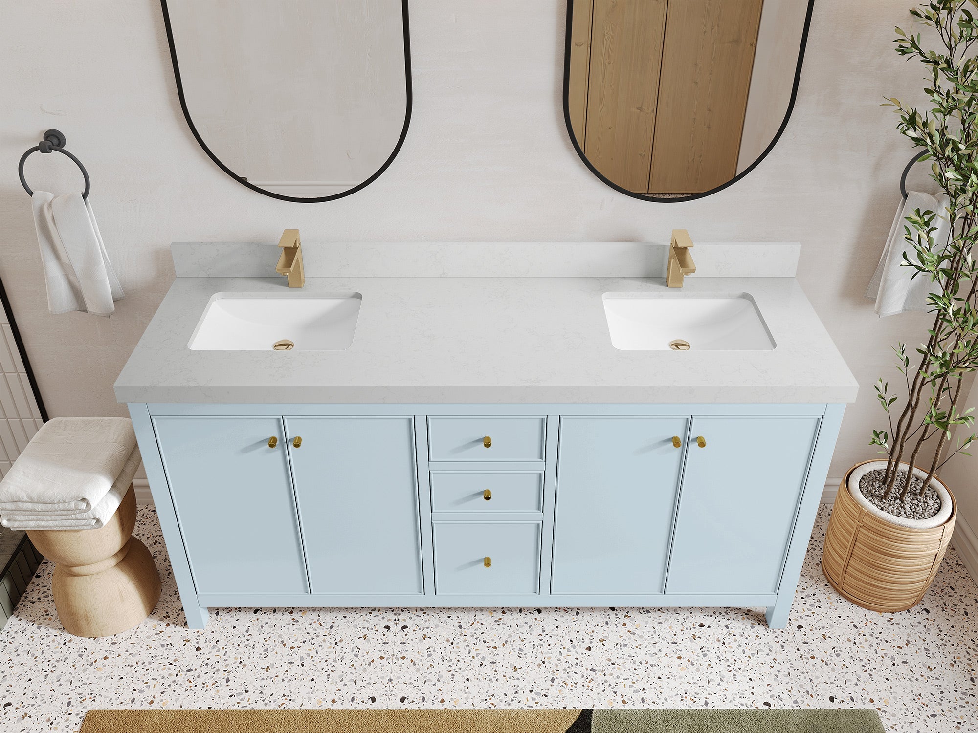 Chicago 72 in. W x 22 in. D Double Sink Bathroom Vanity - Willow Bath and Vanity